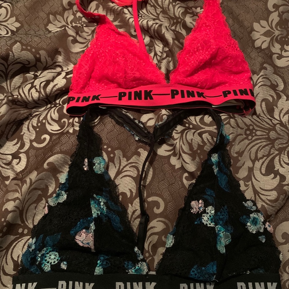 2 PINK from V Secret lace bralettes
